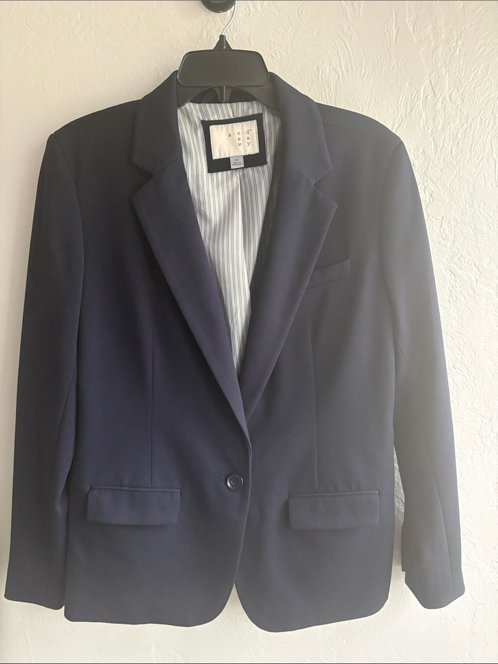 a new day Navy Single-Button Notch Lapel Blazer